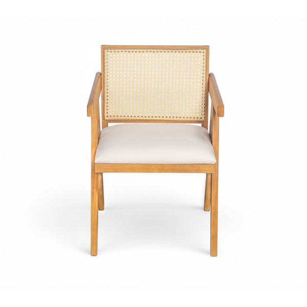 English Elm Christopher Knight Home® - Chandigarh Arm Dining Chairs Set Of 2 - Stylish Cane Upholstered Kitchen Chairs With Comfort & Charm N768P241396N