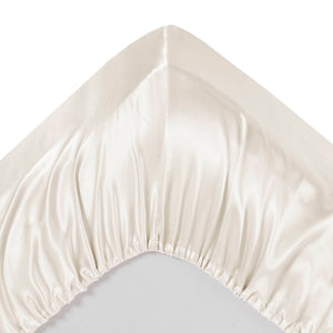 JLA Home Madison Park Essentials - Luxury Satin 6-Piece Sheet Set with Wrinkle-Resistant, OEKO-TEX Certified Silky Comfort for Sleep Ivory MPE20-906