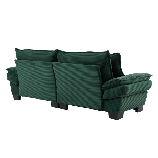English Elm Corduroy Modern Sofa Sleeper Loveseat with Double-Layer Cushions, Two Pillows, Sturdy Frame 84" Green W676P227343