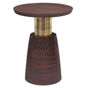 English Elm Breanna Hand-carved Mango Wood Round Side Table with Gold Accent for Modern Interiors B136P414658