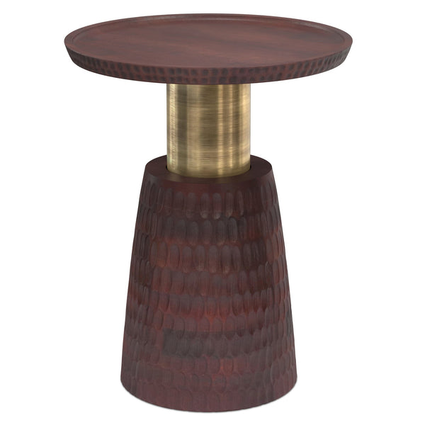 English Elm Breanna Hand-carved Mango Wood Round Side Table with Gold Accent for Modern Interiors B136P414658