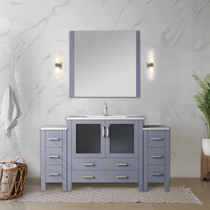 English Elm Volez Dark Grey 60" Single Bath Vanity with Side Cabinets, White Ceramic Top, Soft-Close Storage Durable B2731P337020