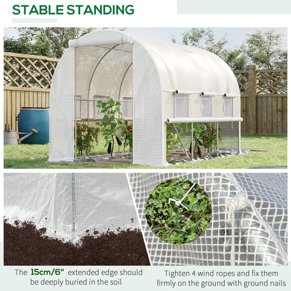 English Elm Outsunny Walk-in Tunnel Greenhouse Steel Frame Anti-tear Pe Cover Ventilated Garden W2225P217792