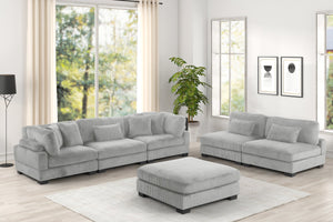 English Elm Bentley Modular Sectional Sofa and Loveseat Set with Ottoman — Corduroy Upholstery, Wood Frame Comfort Gray B009S01572