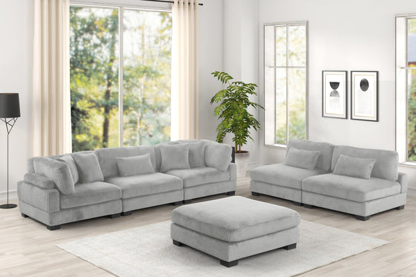 English Elm Bentley Modular Sectional Sofa and Loveseat Set with Ottoman — Corduroy Upholstery, Wood Frame Comfort Gray B009S01572