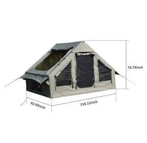 English Elm Inflatable Glamping Tent 4 Season Waterproof Air Beam Frame Shelter for 4 to 6 Persons Beige W640P244842