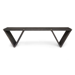 English Elm Metropol Solid Acacia Outdoor Bench with Open Slat Seat and Geometric Hardwood Base N769P371877G