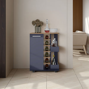 English Elm Kronos Two-tone Bar Cabinet with Bottle Racks for Kitchen or Dining Room Storage B062P389915