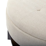 Madison Park Miller Traditional Round Storage Ottoman MP101-0226 Cream/Brown