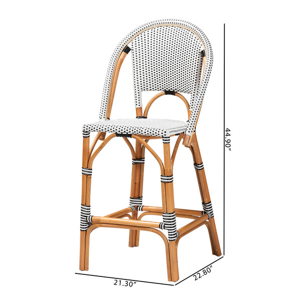 English Elm Modern Bohemian Mahogany Dining Chair with Woven Seagrass Back and Tapered Legs B2750P467790