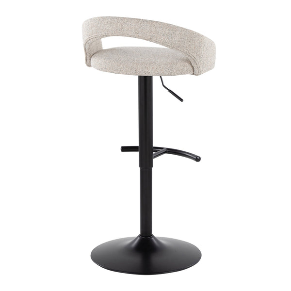 English Elm Adjustable Swivel Barstools Set of 2 Oat Fabric Seats with Black Metal Base B202S01975