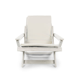 English Elm Pinecrest Outdoor Folding Lounge Chair Recycled Hdpe Reclining Patio Seat with Cushion Ivory B2745P409696