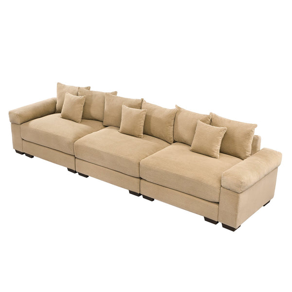 English Elm 130" Oversized Cloud Modular Sectional Couch - Luxurious Corduroy, Ergonomic Design, Easy Setup! W714S01302