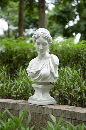 English Elm 10x9x22" Classical Female Bust Magnesium Sculpture Indoor Outdoor Garden Pedestal Accent W2078P494899