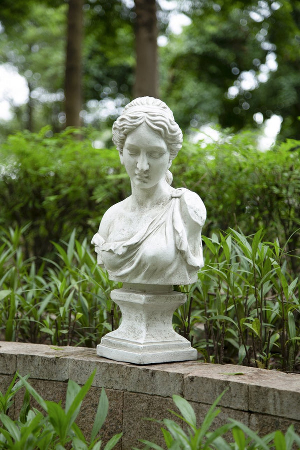 English Elm 10x9x22" Classical Female Bust Magnesium Sculpture Indoor Outdoor Garden Pedestal Accent W2078P494899