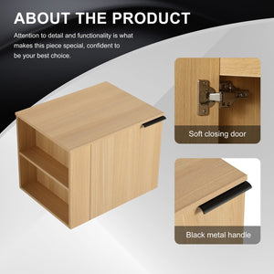 English Elm 24" Oak Bathroom Vanity Sink Cabinet - Modern Design, Soft-Close Doors, Great Storage For Small Spaces W1972P204940
