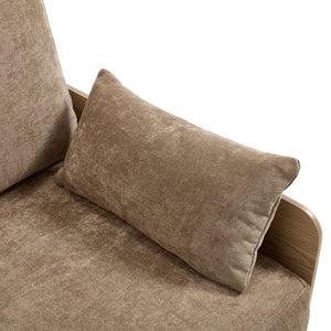 English Elm Foldable mid-century sleeper sofa bed recliner 3-in-1 convertible for small spaces with pillows and storage Light Brown W395P290557