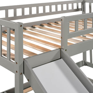English Elm Stairway Twin Bunk Bed with Slide Storage Drawers and Safe Staircase for Kids LT200156AAE