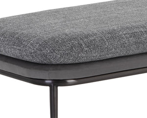 Sunpan Koffi Bench - Contemporary Design with Double Cushioned Seat and Sleek Stainless Steel Base Gunmetal / Chacha Grey / Antonio Charcoal