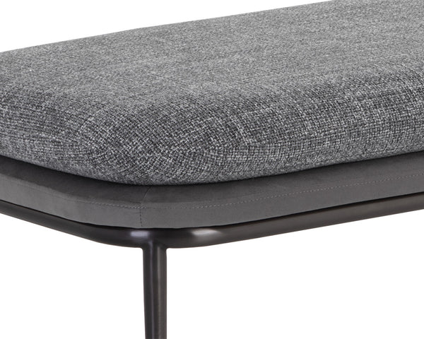 Sunpan Koffi Bench - Contemporary Design with Double Cushioned Seat and Sleek Stainless Steel Base Gunmetal / Chacha Grey / Antonio Charcoal