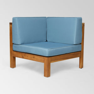 English Elm Oana Modular Outdoor Sectional Sofa Set Solid Acacia Wood Five Seat Patio Corner 64497-98-99.00-64495.00BLU