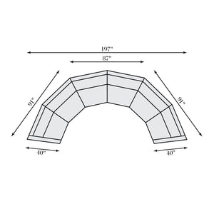 Bernhardt Bernhardt Crescent Soleil 3-Piece Fabric Sectional — Made-To-Order Midcentury Modern Lounge Sofa K2177