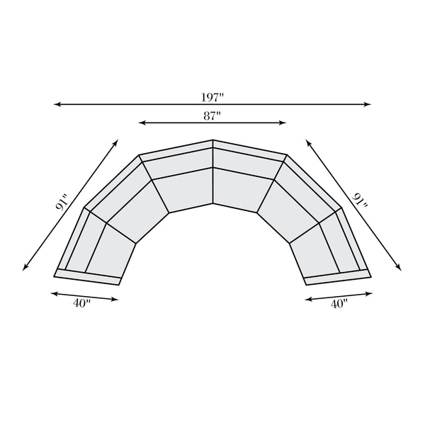 Bernhardt Bernhardt Crescent Soleil 3-Piece Fabric Sectional — Made-To-Order Midcentury Modern Lounge Sofa K2177
