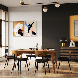 English Elm Draper Mid-Century Modern Dining Table In Teak Brown – Stylish, Durable, Seats Up To 6 Comfortably! B136P158596
