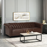 Christopher Knight Home® - Noble House - Parkhurst Tufted Chesterfield Faux Leather 3 Seater Sofa