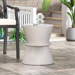 English Elm Outdoor Sculptural Concrete Pedestal Side Table for Modern Patios and Balconies 73452.00