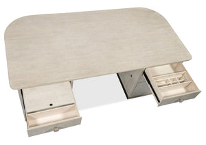 Hooker Furniture Modern Mood Executive Desk With Oak Diamond Finish, Locking File Drawers, Metal & Leather Accents Light Brown 6850-10462-80