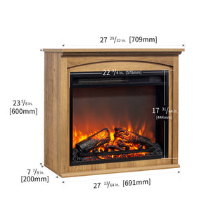 English Elm 26 Inch Slim Electric Fireplace Insert with Log Set Realistic Flame and Remote Timer W1769P345278