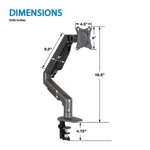 OSP Home Furnishings Single Monitor Arm with Gas Spring Mechanism for Ergonomic Desk Setup and Cable Management SPX3020SMA