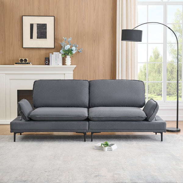 English Elm 89 Two-Seater Sofa in Polyester Blend Upholstery, Modern Deep Grey & Yellow Options, Metal Legs, 300LB Capacity W1658S00060