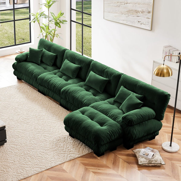 English Elm Free Modular Sectional Sofa - L-Shaped Chenille Couch For Living Room, 4-Seater Comfort & Style! W714S01181