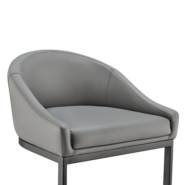 English Elm Ambrie Cantilever Bar Stool in Gray Faux Leather with Black Metal Frame, Durable 400lb Capacity B2736P354286