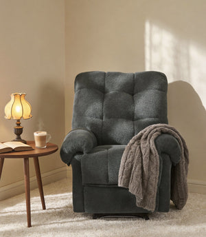 English Elm Camel Overstuffed Manual Recliner with High Density Padding for Modern Living Rooms Dark Gray W5568P449822