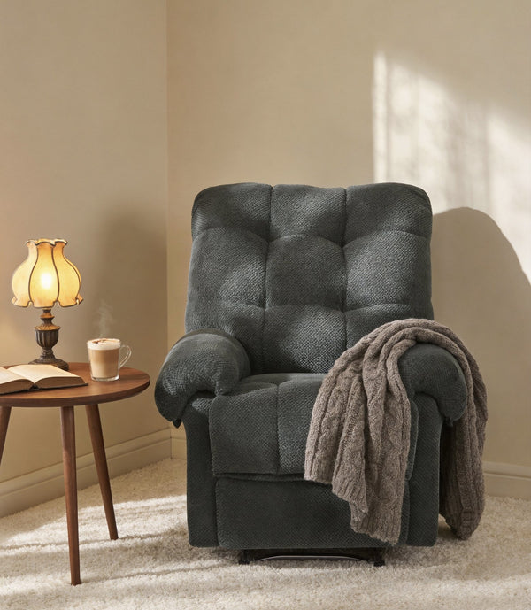English Elm Camel Overstuffed Manual Recliner with High Density Padding for Modern Living Rooms Dark Gray W5568P449822