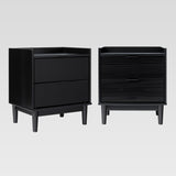 20" Solid Wood 2-Drawer Nightstand - Set of 2 Black LEEB4CBL-2PK Walker Edison