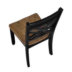 English Elm 2-tone X-back Wooden Dining Chairs Set of 2 Modern Farmhouse Brown Black Frame B011P427923