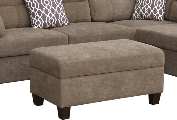 English Elm Domenico Tufted Polyester Sectional Sofa with Chaise Storage Ottoman and Accent Pillows Brown B2749S00157