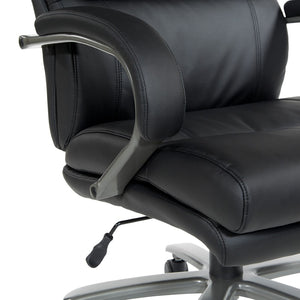 OSP Home Furnishings Big and Tall Bonded Leather Executive Office Chair with Lumbar Support and Titanium Accents ECH95297BT-EC3