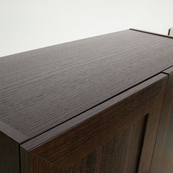 English Elm Wall Cabinet Brown Finish with Adjustable Shelves, Compact 33.75" x16.63" x5" Organizer for Kitchen Bath Garage B356P402698