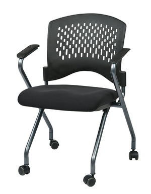 OSP Home Furnishings Soft-flex Frame Folding Visitor Chair with Ventilated Back for Office Reception Coal 84330-30