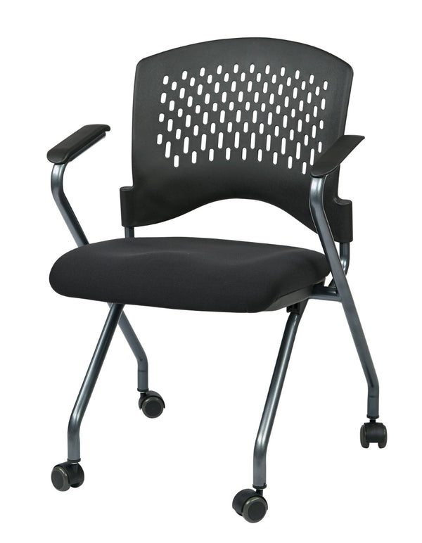 OSP Home Furnishings Soft-flex Frame Folding Visitor Chair with Ventilated Back for Office Reception Coal 84330-30