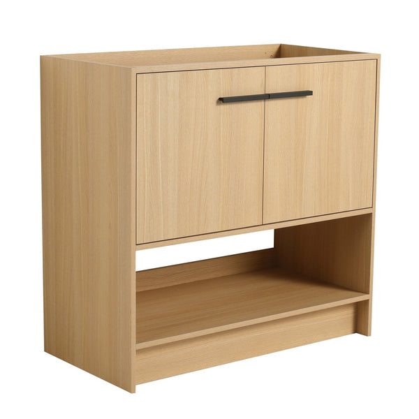 English Elm 36" Freestanding Bathroom Vanity with 2 Doors and Open Shelf, Modern Ergonomic Plywood Cabinet Oak W1972P268400