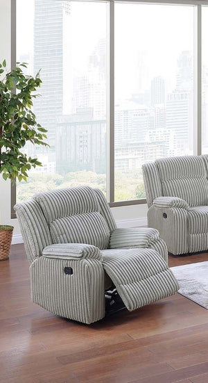 English Elm 1pc Ash Color Motion Recliner Chair with Fur-Like Corduroy Upholstery, Plush Armrests & Manual Recline B011P335291