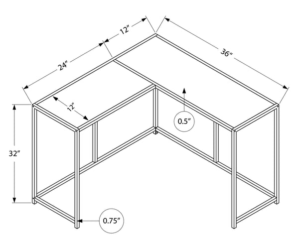 English Elm Accent Table - Modern L-Shaped Console For Small Spaces, Dark Taupe & Black Metal, Stylish & Functional B2710P218961