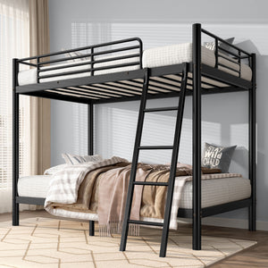 English Elm Metal Twin Over Twin Bunk Bed Black - Sturdy Powder-Coated Metal, No Box Spring, Safe Kids Sleep W2889P263782
