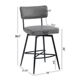 Christopher Knight Home® - Noble House - - 26''Retro Swivel Counter Stools Set Of 2,Grey Counter Stools With Iron Frame,Pu Sponge Cushion,Footrest,Suitable For Kitchen/Bedroom/Dining Room.